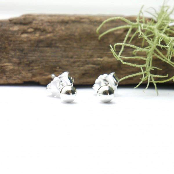 Boucles d'oreilles puces bille en argent 925/1000 minimalistes made in France