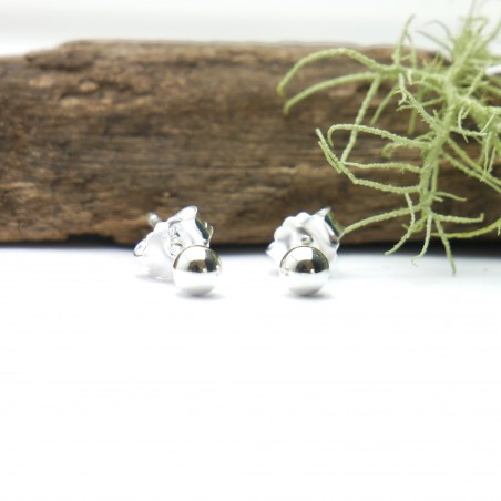 Boucles d'oreilles puces bille en argent 925/1000 minimalistes made in France