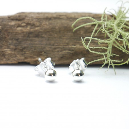 Boucles d'oreilles puces bille en argent 925/1000 recyclé en France minimalistes et simples