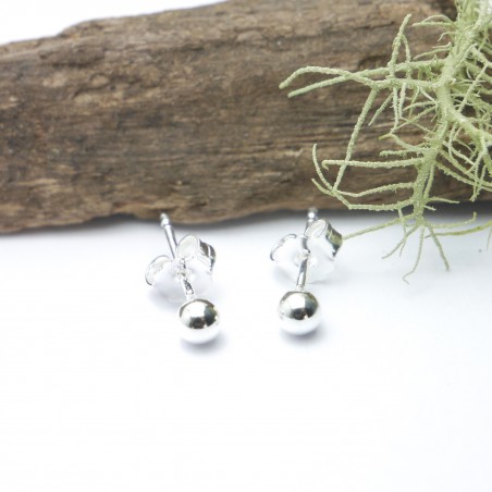 Boucles d'oreilles puces bille en argent 925/1000 minimalistes sans nickel