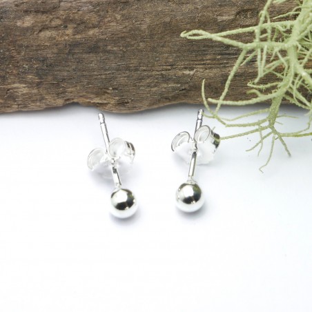 Boucles d'oreilles puces bille en argent 925/1000 minimalistes fabrication française