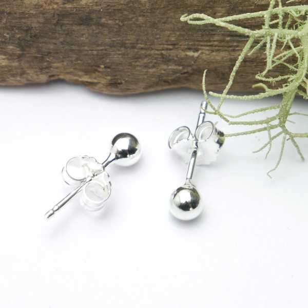 Boucles d'oreilles puces bille en argent 925/1000 minimalistes pour femme