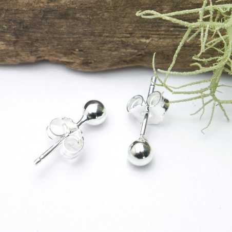 Boucles d'oreilles puces bille en argent 925/1000 minimalistes pour femme