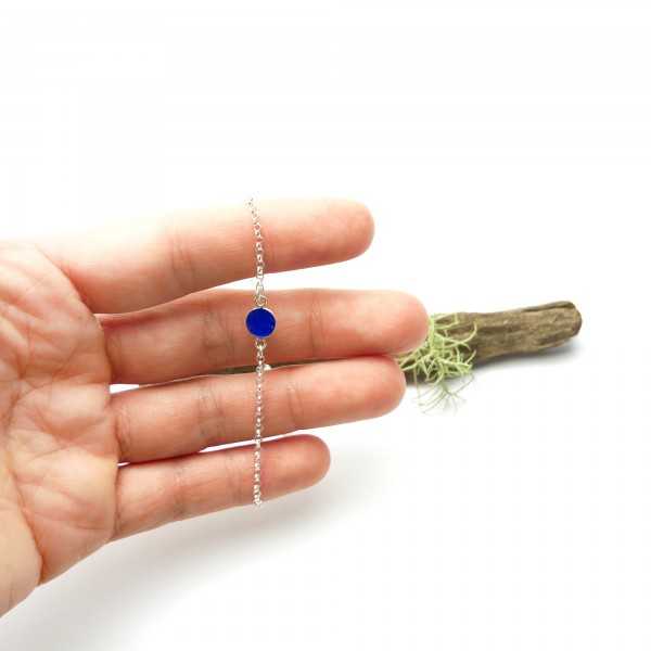 Bracelet in sterling silver 925/1000 and electric blue resin adjustable length Desiree Schmidt Paris Home 25,00 €