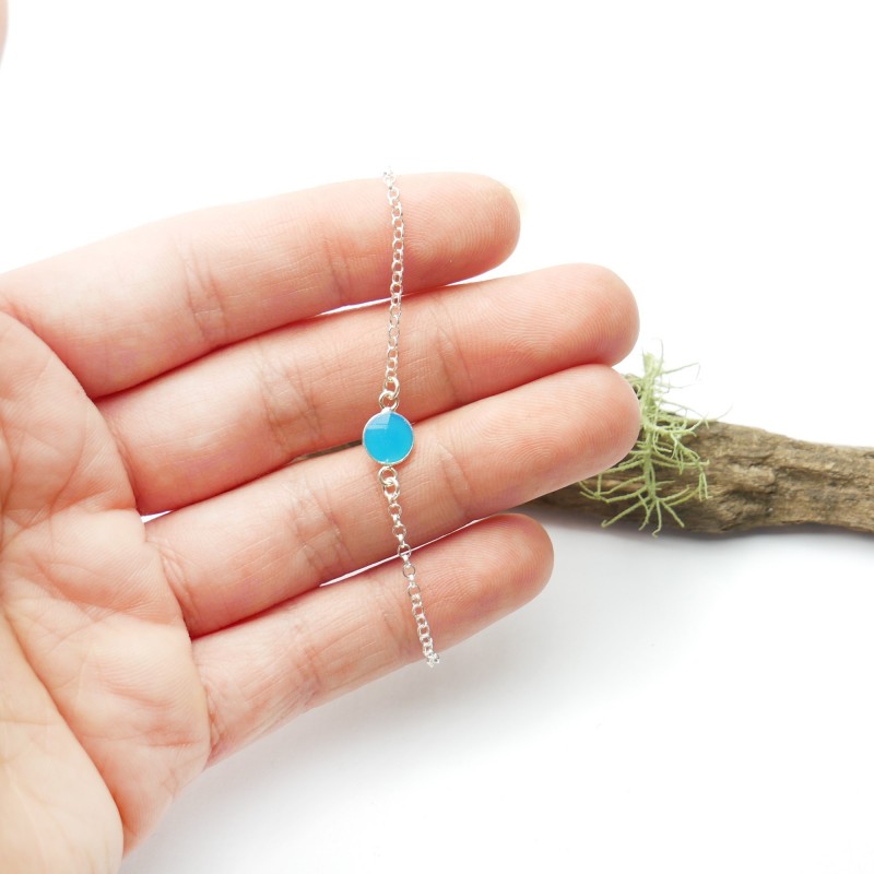 Bracelet in sterling silver 925/1000 and lagoon blue resin adjustable length Home 25,00 €