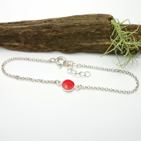Bracelet in sterling silver 925/1000 and poppy red resin adjustable length Desiree Schmidt Paris Home 25,00 €