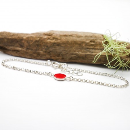 Bracelet in sterling silver 925/1000 and poppy red resin adjustable length Desiree Schmidt Paris Home 25,00 €