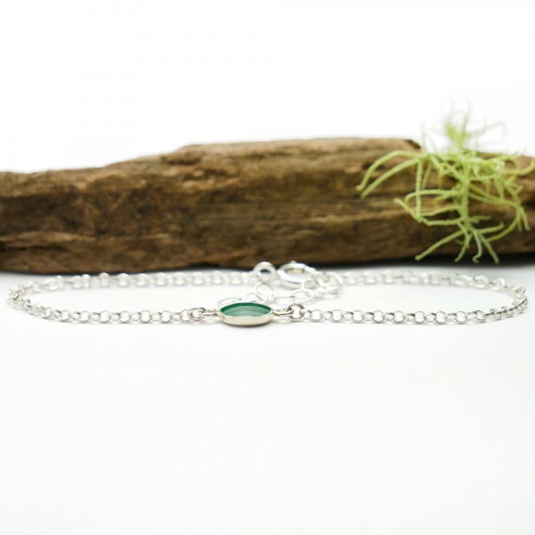 Bracelet in sterling silver 925/1000 and forest green resin adjustable length Desiree Schmidt Paris Home 25,00 €