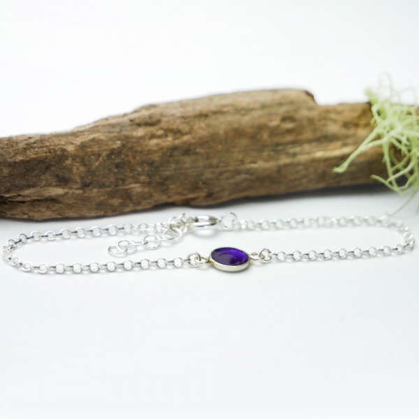 Bracelet in sterling silver 925/1000 and translucent purple resin adjustable length Desiree Schmidt Paris Home 25,00 €