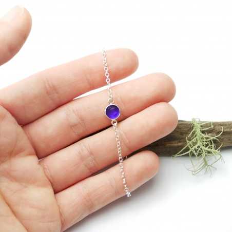 Bracelet in sterling silver 925/1000 and translucent purple resin adjustable length Desiree Schmidt Paris Home 25,00 €
