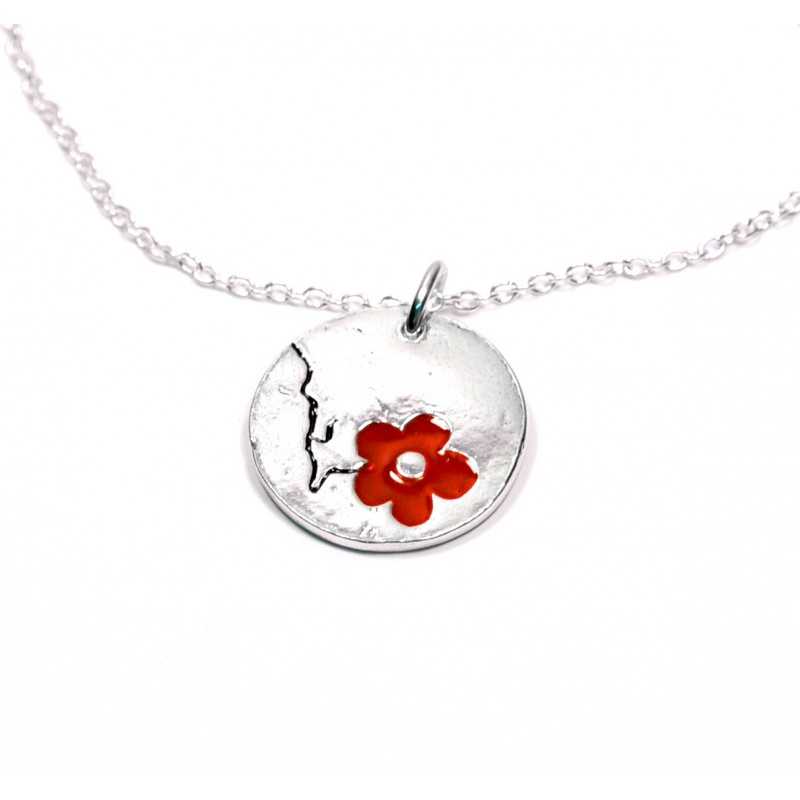 Woman necklace silver 925 red flower made in France Desiree Schmidt Paris Cherry Blossom 57,00 €