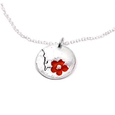 Minimalistische Halskette rote Blume Silber 925 made in France Desiree Schmidt Paris Kirschblumen 57,00 €