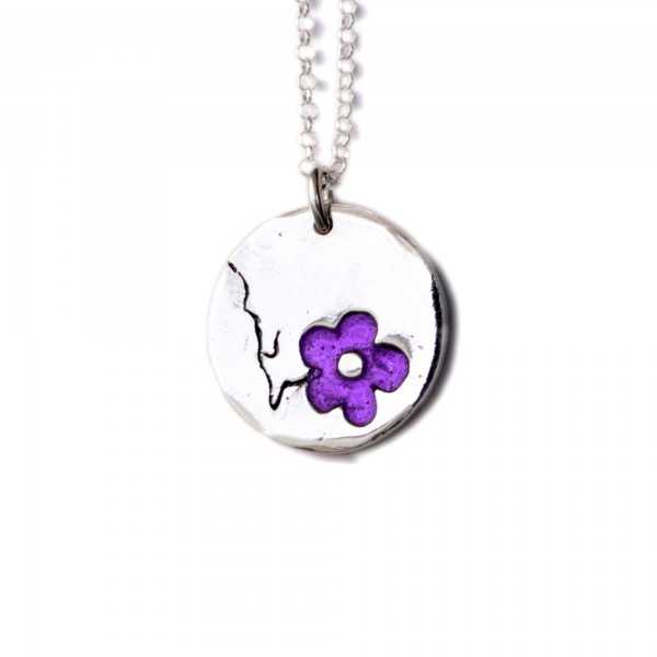 Minimalist necklace purple flower silver 925 made in France Desiree Schmidt Paris Cherry Blossom 57,00 €