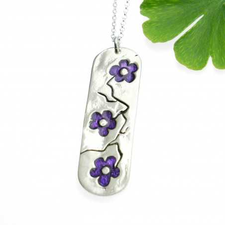 Long purple sakura pendant in 925 silver made in France Desiree Schmidt Paris Cherry Blossom 77,00 €
