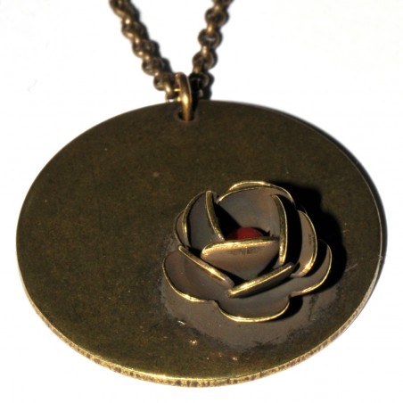 Pendentif rond sur chaine ajustable Rose en bronze vieilli Desiree Schmidt Paris Rose 39,00 €