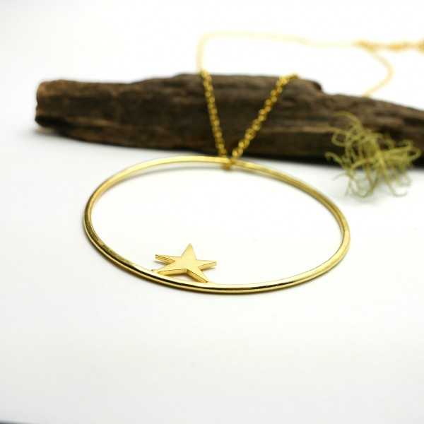 Collier minimaliste étoile Nova en bronze doré à l'or fin fait main en France