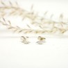 Boucles d'oreilles puces en argent 925 feuille minimalistes made in France