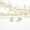 Boucles d'oreilles puces en argent 925 feuille minimalistes faites main en France