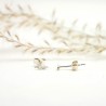 Boucles d'oreilles puces en argent 925 feuille minimalistes fabrication artisanale