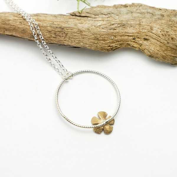 Sakura cherry blossom pendant on chain 