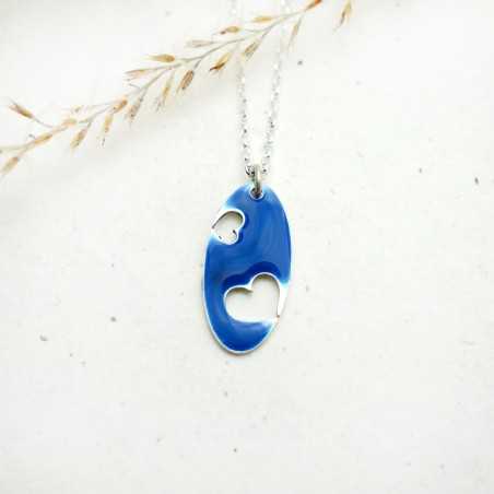 Sterling silver Valentine blue heart necklace