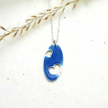 Sterling silver Valentine blue heart necklace