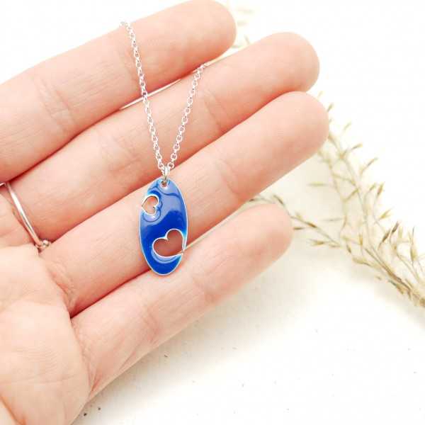 Sterling silver Valentine blue heart necklace