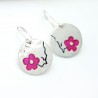 Sterlingsilber heißes Rosa Kirschblumen Ohrringe
