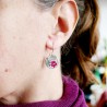 Sterlingsilber heißes Rosa Kirschblumen Ohrringe