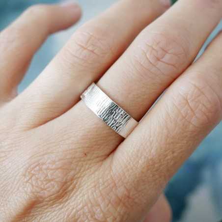 Recycled 925 silver bark ring for women and men