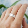 bague de mariage large en argent écorce d'arbre made in France