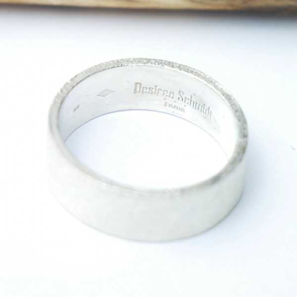 Recycled 925 silver sanded ring for women and men