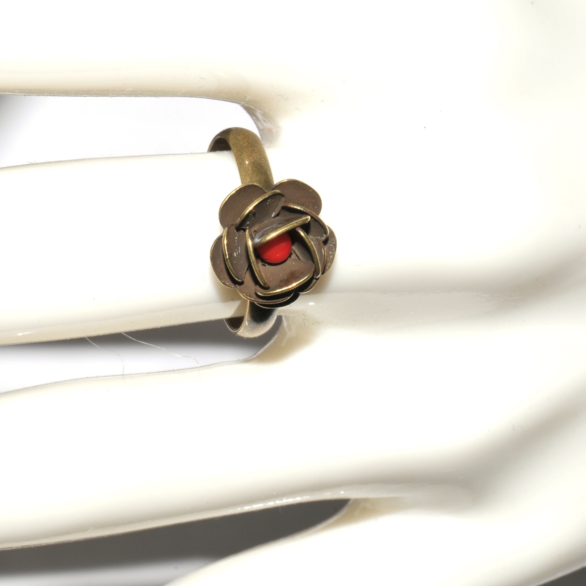 Bague En Bronze Réglable Fleur Rose - 3 Mm, Diamètre 14 Mm, Neuve Sans Emballage