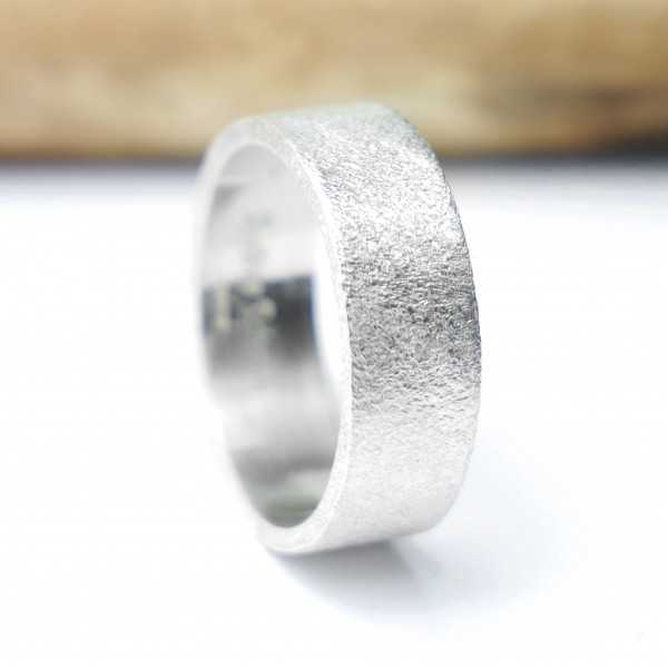 Recycled 925 silver Sandblasted ring for women and men