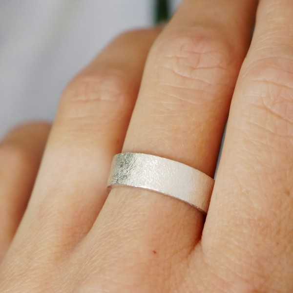 Recycled 925 silver Sandblasted ring for women and men