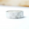 Breiter Karierter Ring aus recyceltes 925er Silber für Damen und Herren