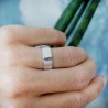 Breiter Karierter Ring aus recyceltes 925er Silber für Damen und Herren