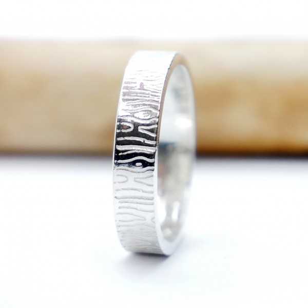 Recycled 925 silver bark 1 wedding ring for women and men