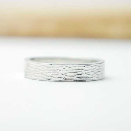 bague large en argent unisexe écorce fabrication française