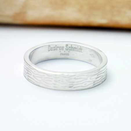 Bark wedding ring 2 recycled 925 silver for women and for men