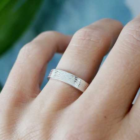 Alliance Ecorce 2 argent 925 recyclé pour femme et pour homme