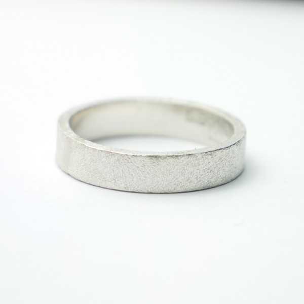 Recycled 925 silver Sandblasted wedding ring for women and men