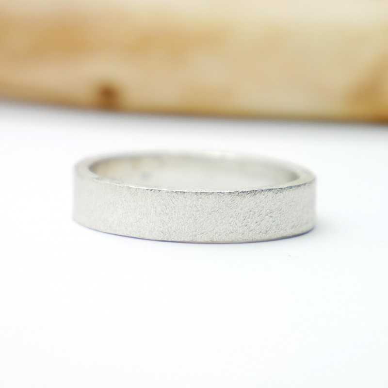 Recycled 925 silver Sandblasted wedding ring for women and men