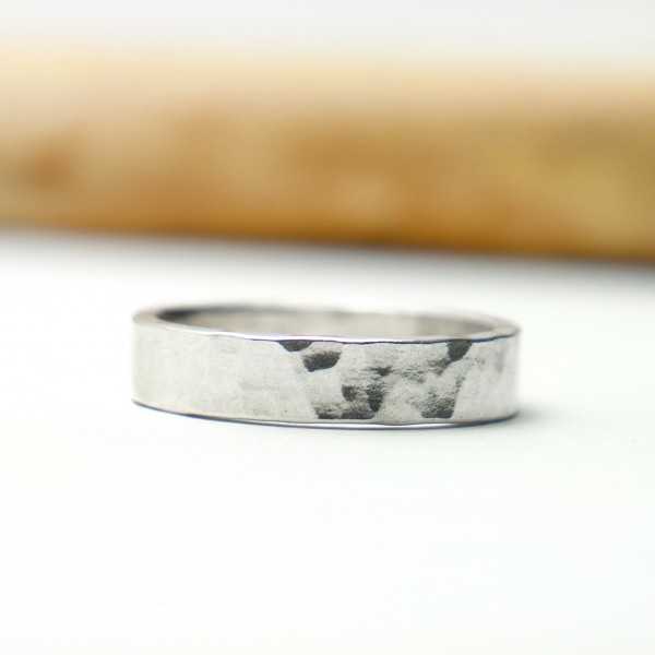 Recycled 925 silver Hammered wedding ring for women and men