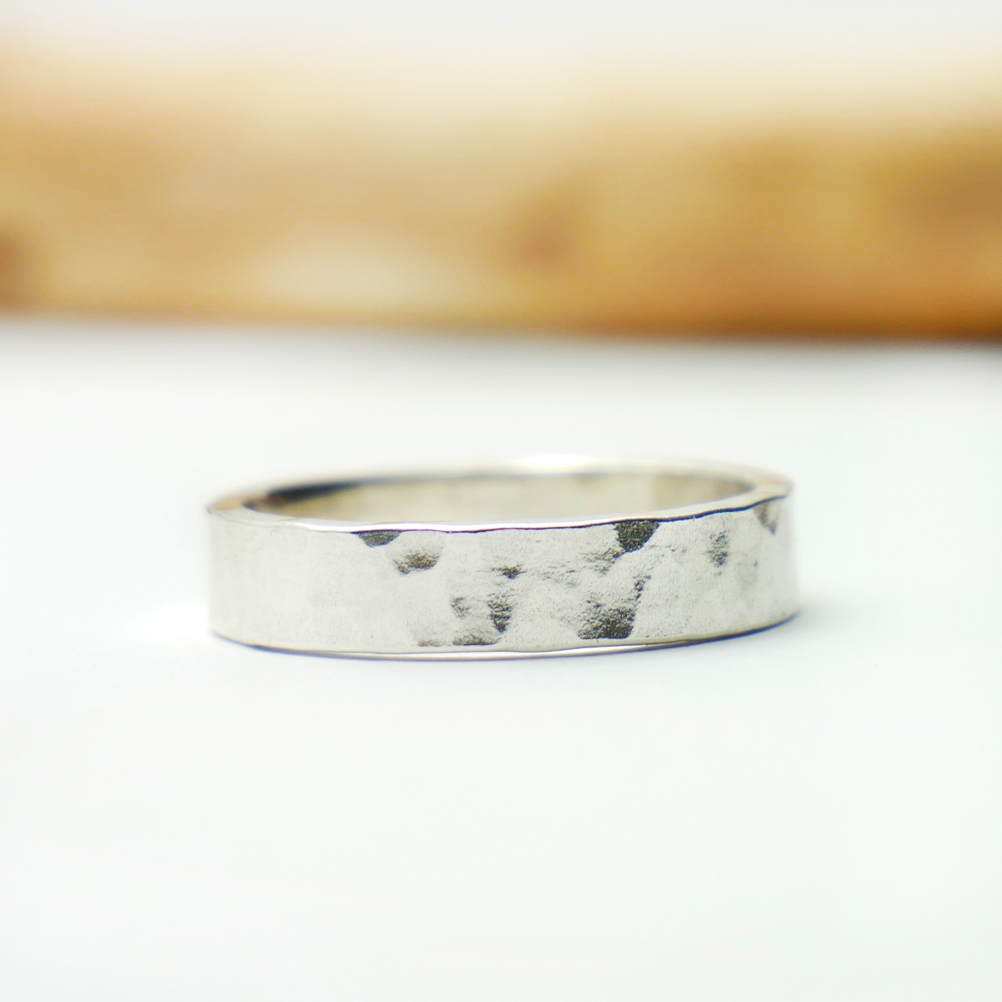 Contemporary silver online hammered ring