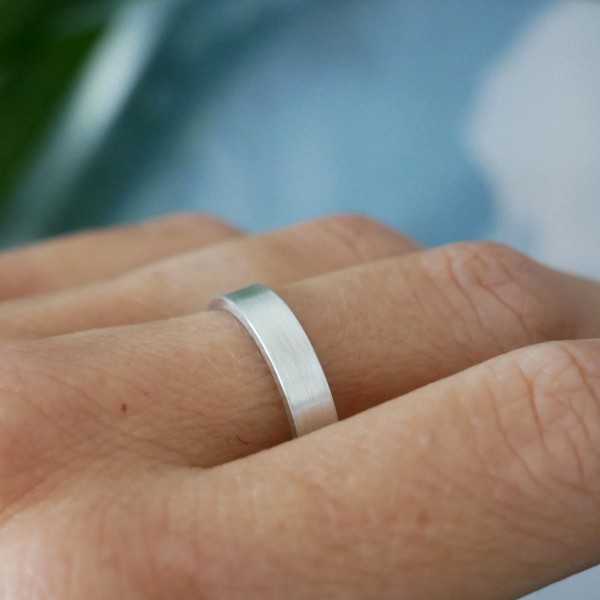 Recycled 925 silver Brushed wedding ring for women and men