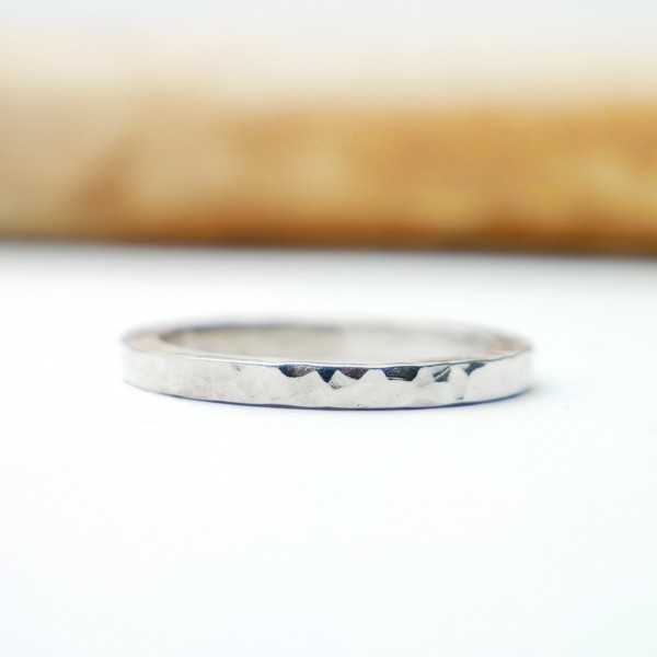 Thick hammered wedding ring for women and men Recycled 925 silver