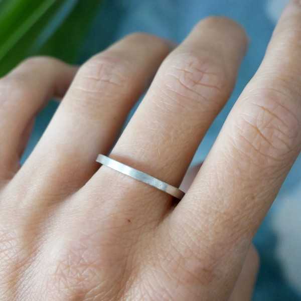 Thick brushed wedding ring for women and men Recycled 925 silver