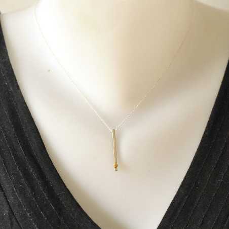 Sterling silver adjustable necklace with 24 carat gold drop from the Rain Drop collection Desiree Schmidt Paris Rain drop 107...