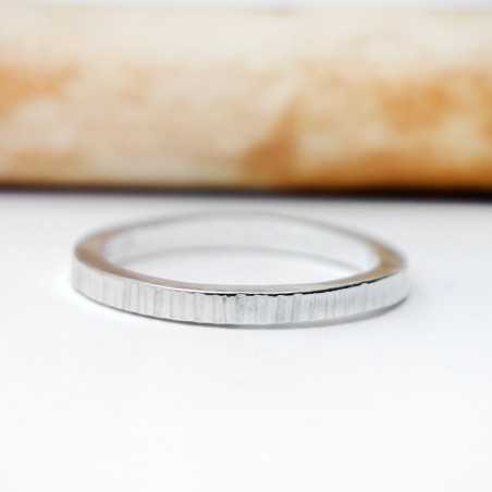 Minimalist sterling silver Striped handmade thick wedding ring